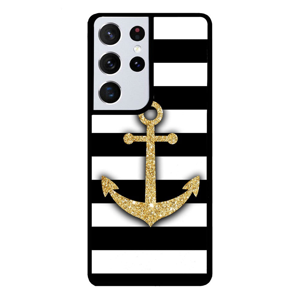 Golden Anchor Nautical Bars Samsung Phone Case Patyrn