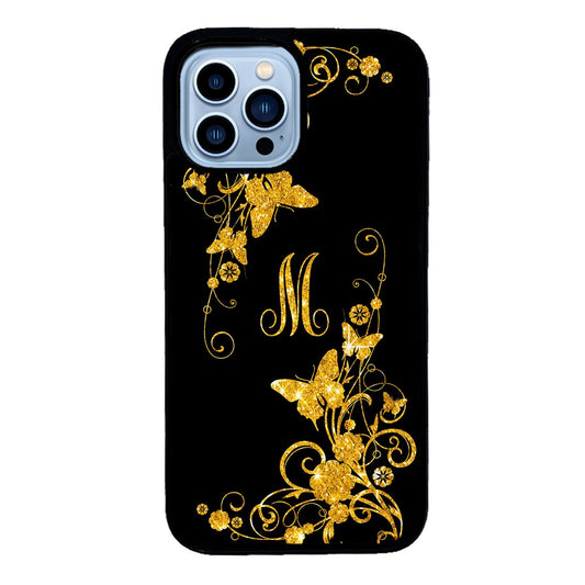 Golden Butterfly Vines Initial | Apple iPhone Case