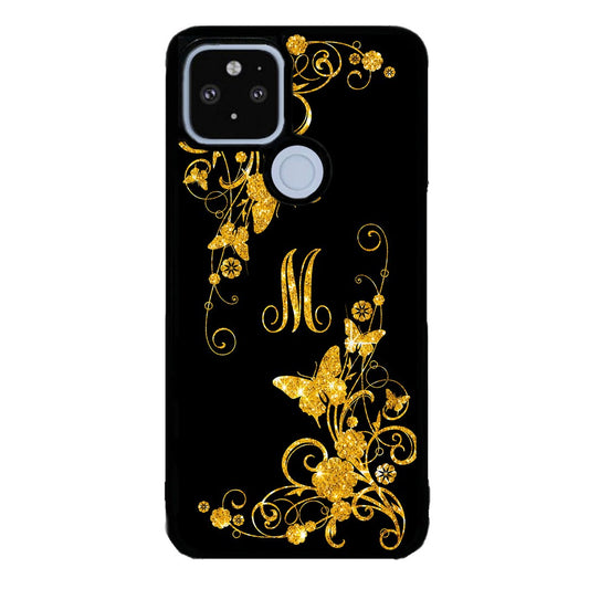 Golden Butterfly Vines Initial | Google Phone Case