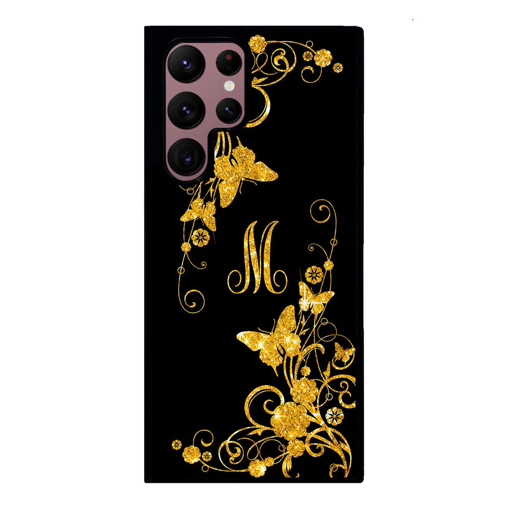 Golden Butterfly Vines Initial | Samsung Phone Case