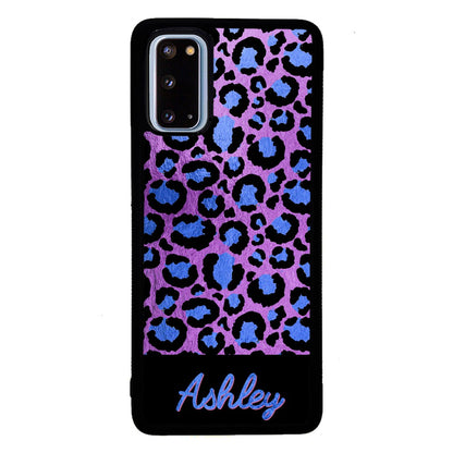 Leopard Skin Purple and Blue Gold Foil Personalized | Samsung Phone Case