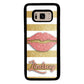 Red Glitter Lips Gold Bars Personalized | Samsung Phone Case