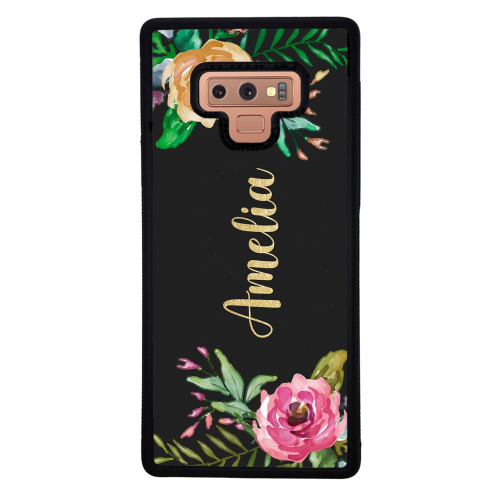 Vintage Flowers Golden Personalization | Samsung Phone Case