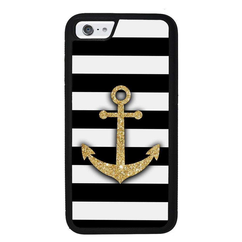 Golden Anchor Nautical Bars | Apple iPhone Case