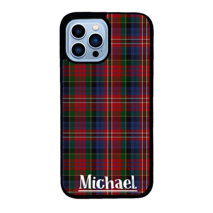 Plaid Tartan Sweater Green Blue and Red Personalized | Apple iPhone Case