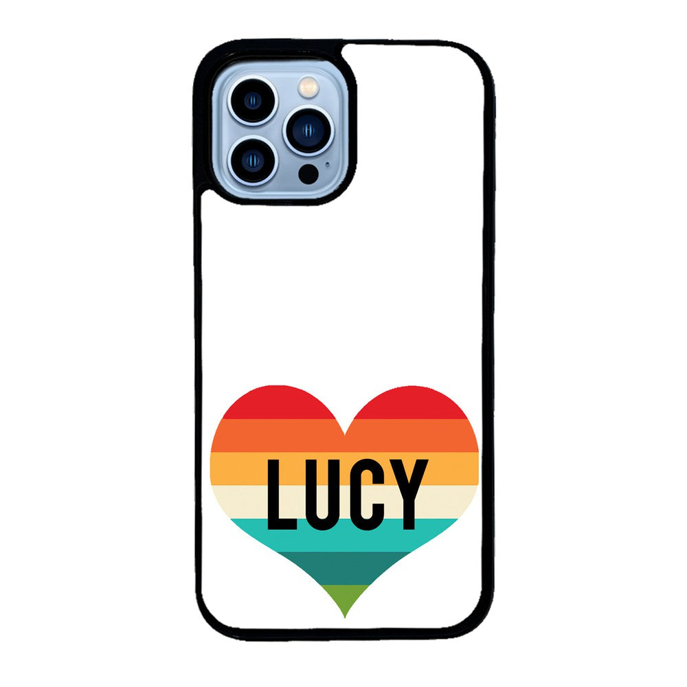 Retro Heart Rainbow Personalized | Apple iPhone Case