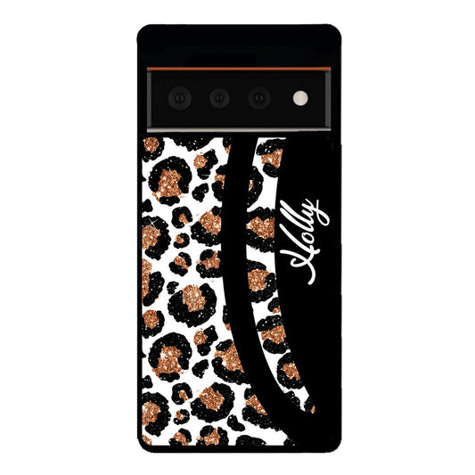 Leopard Moon Curve White and Gold Personalized | Google Phone Case
