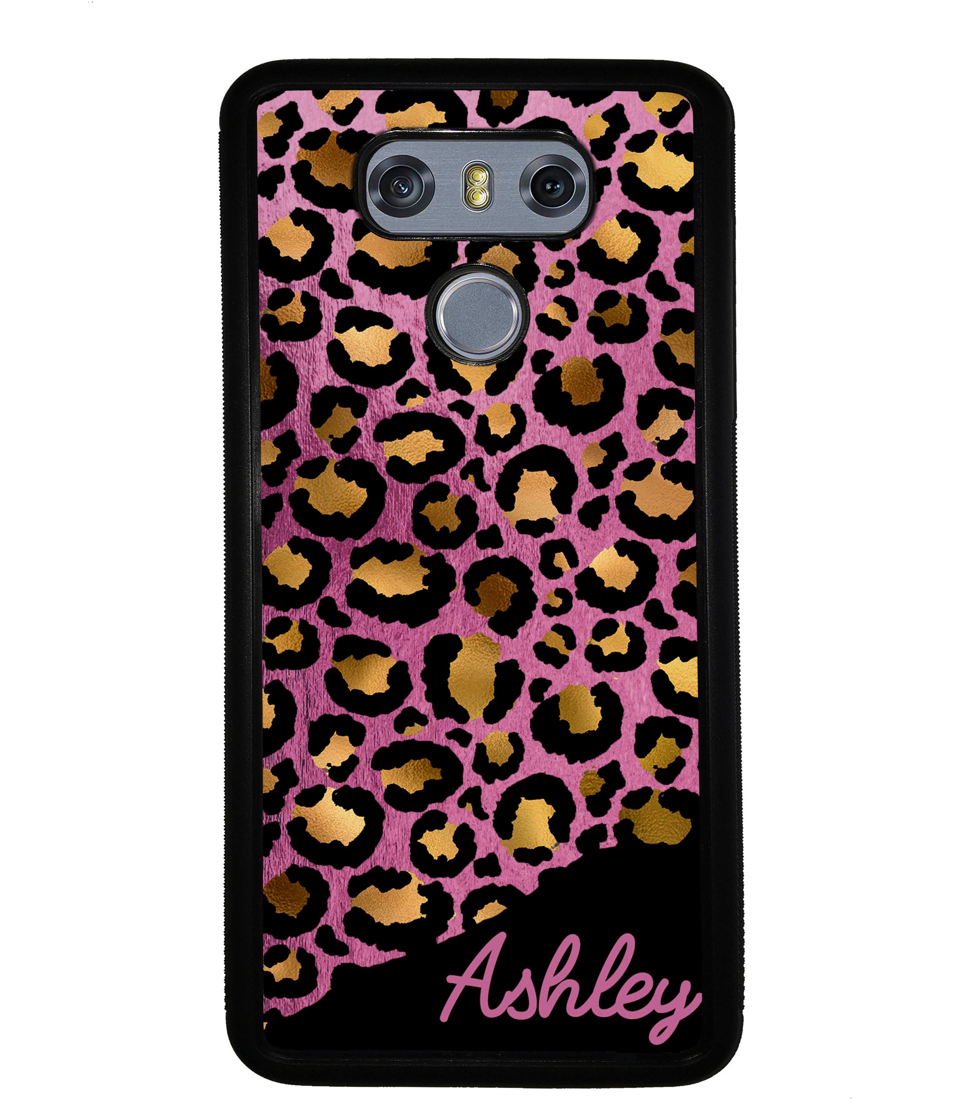 Leopard Skin Pink and Gold Foil Personalized | LG Phone Case