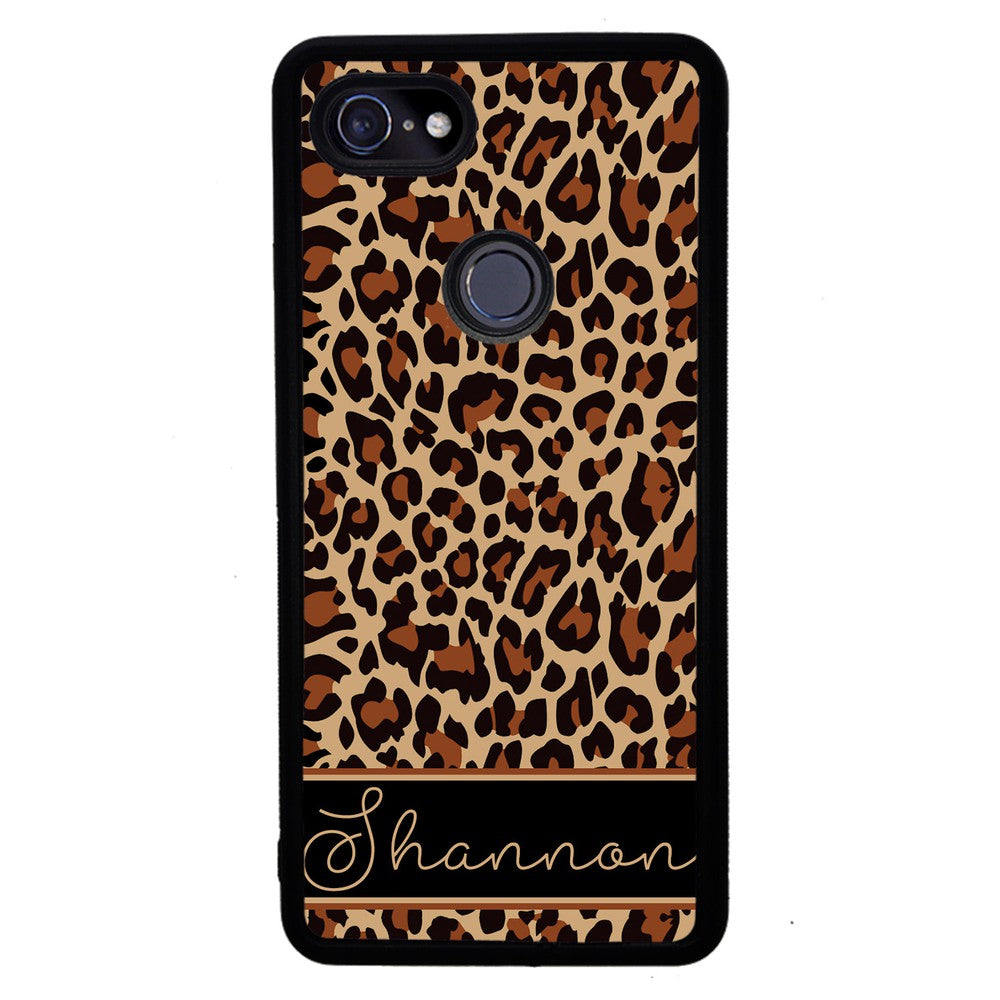 Brown Leopard Skin Personalized | Google Phone Case