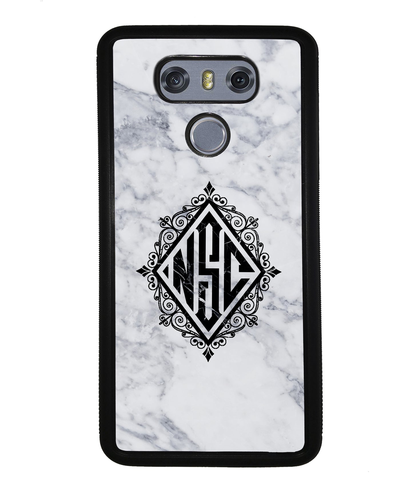 White Marble Diamond Monogram | LG Phone Case