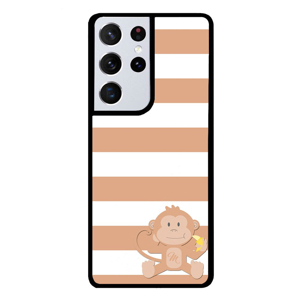 Monkey Brown and White Bars Initial | Samsung Phone Case