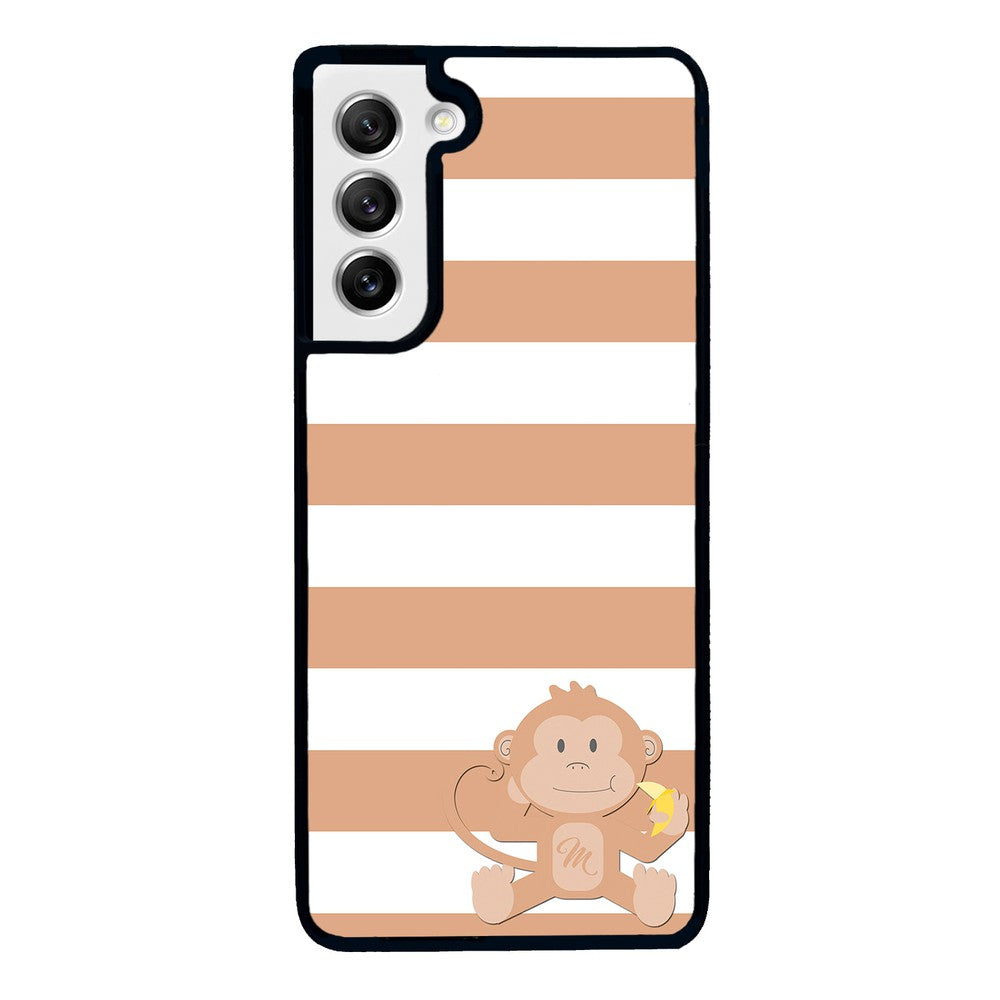 Monkey Brown and White Bars Initial | Samsung Phone Case