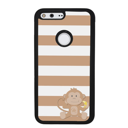 Monkey Brown and White Bars Initial | Google Phone Case