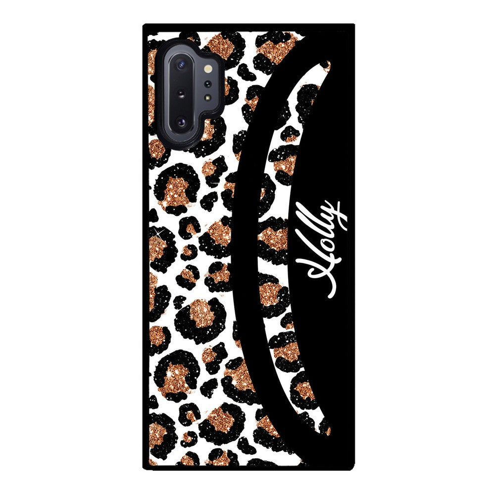 Leopard Moon Curve White and Gold Personalized | Samsung Phone Case