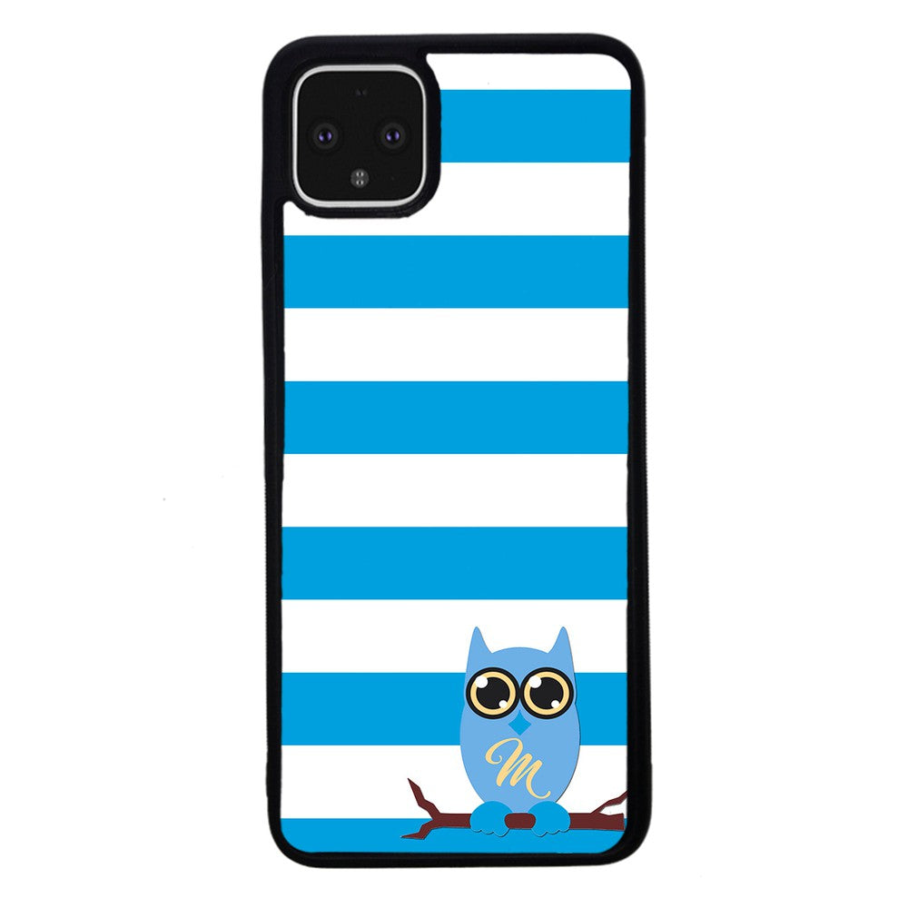 Owl Blue and White Bars Initial | Google Phone Case