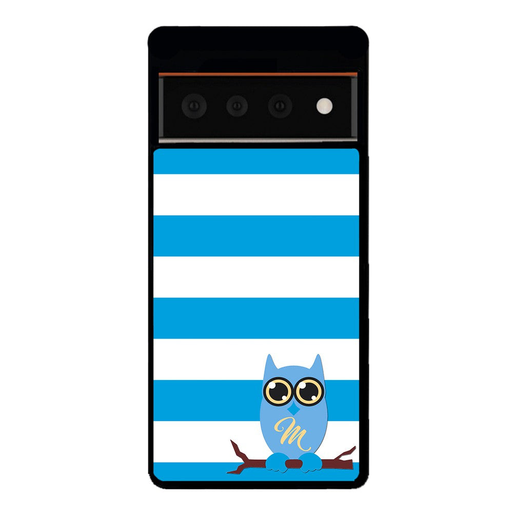 Owl Blue and White Bars Initial | Google Phone Case