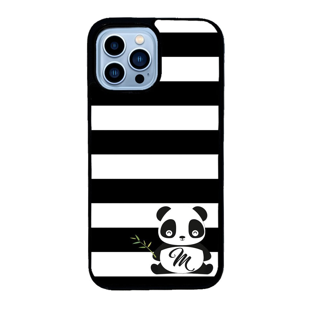 Panda Black and White Bars Initial | Apple iPhone Case