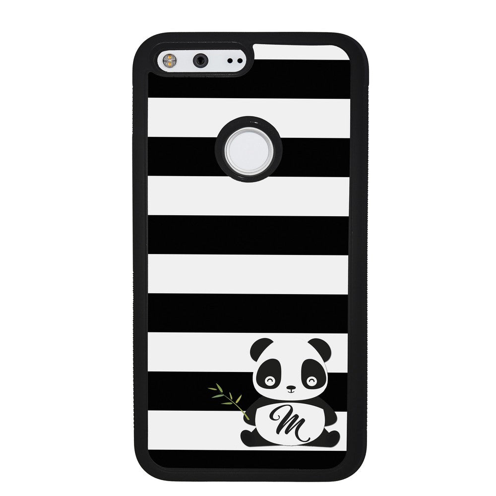 Panda Black and White Bars Initial | Google Phone Case