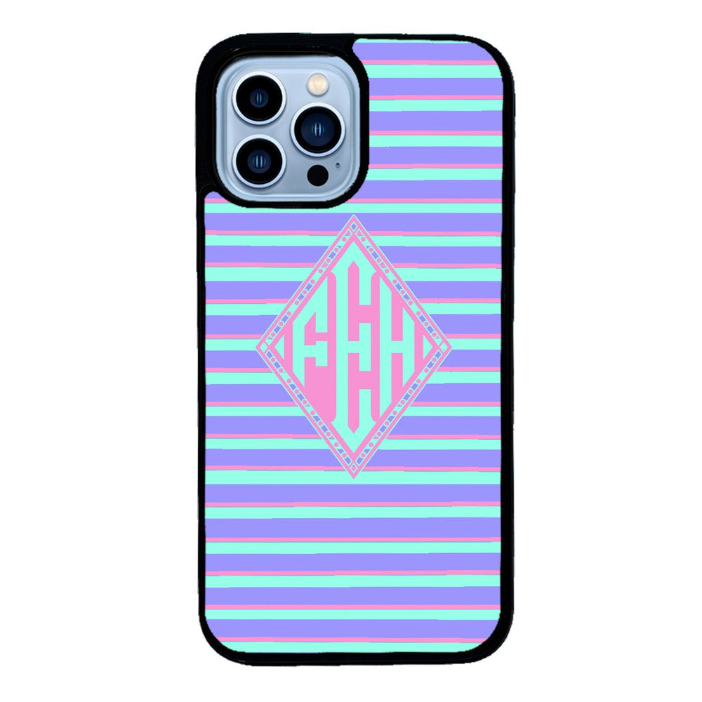 Pastel Pin Stripes Diamond Monogram | Apple iPhone Case