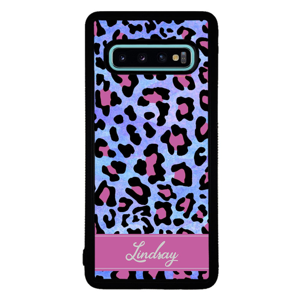 Pink and Blue Leopard Skin Personalized | Samsung Phone Case