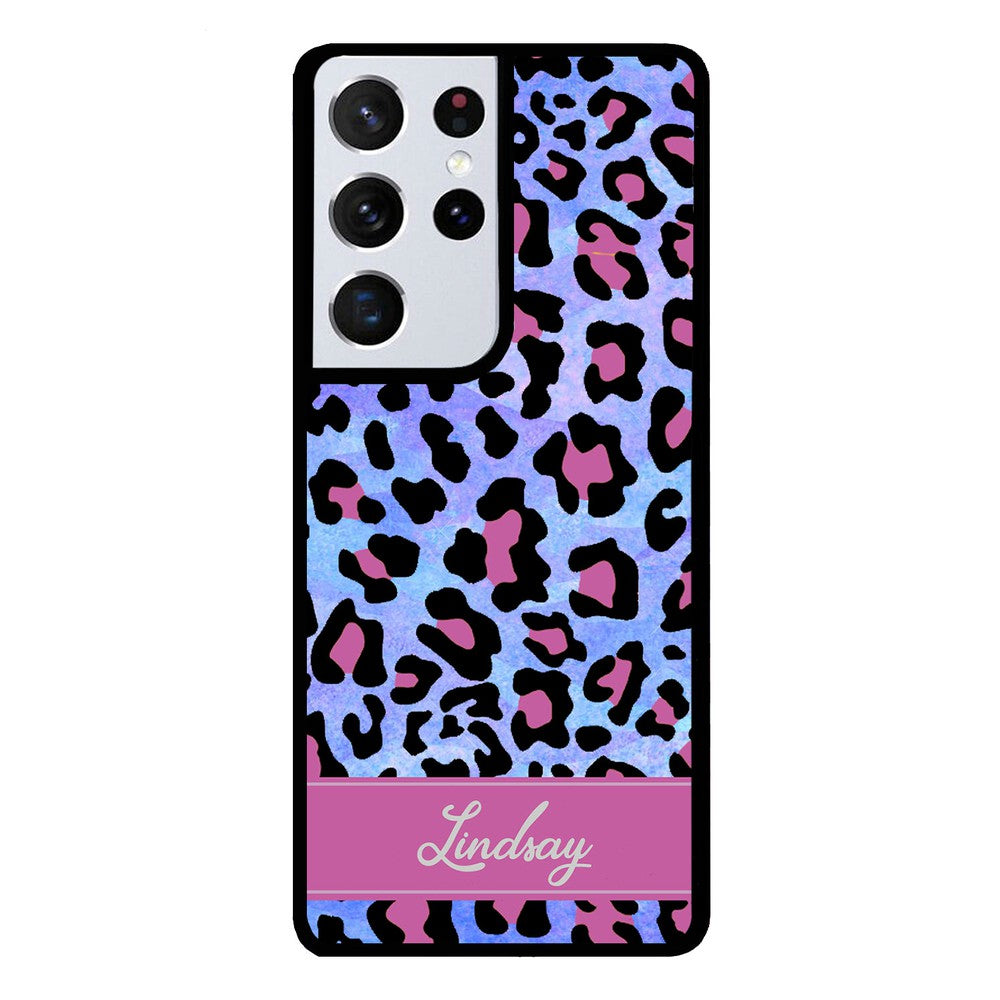 Pink and Blue Leopard Skin Personalized | Samsung Phone Case