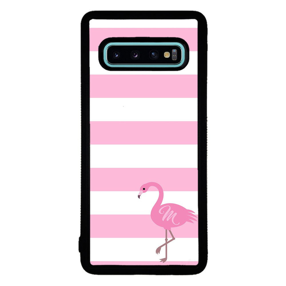 Pink Bars Flamingo Initial | Samsung Phone Case