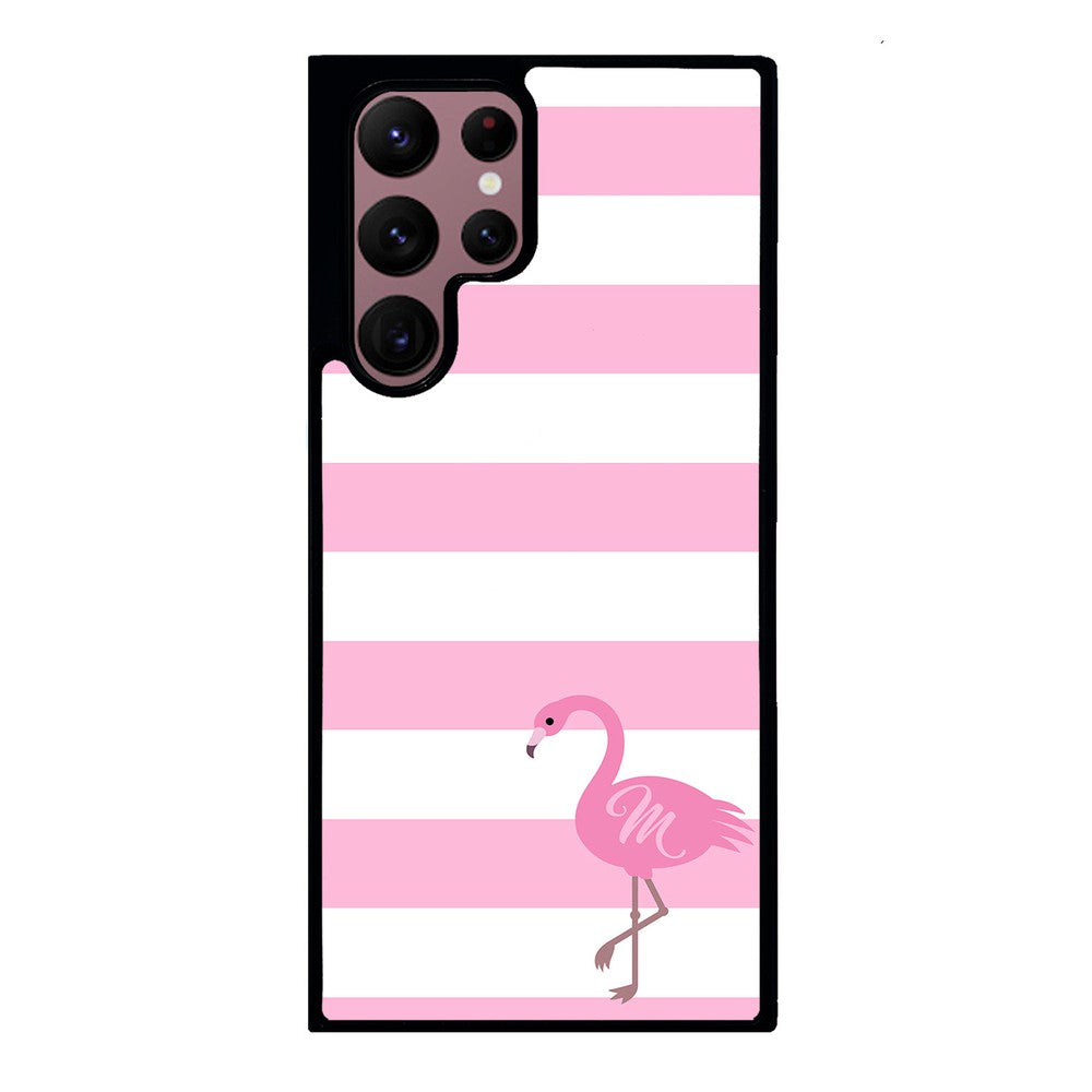 Pink Bars Flamingo Initial | Samsung Phone Case