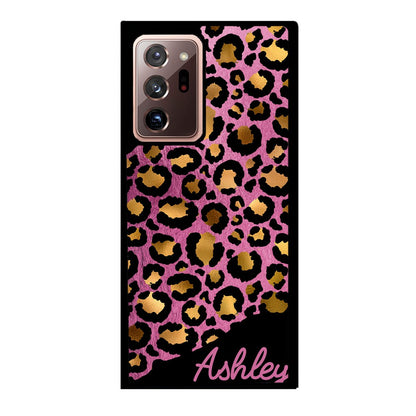 Leopard Skin Pink and Gold Foil Personalized | Samsung Phone Case