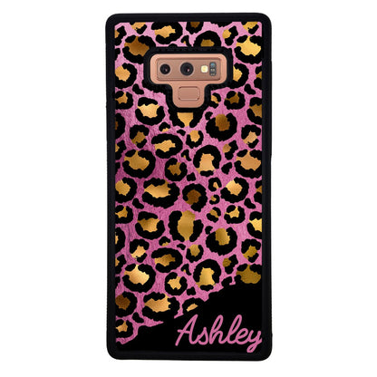 Leopard Skin Pink and Gold Foil Personalized | Samsung Phone Case