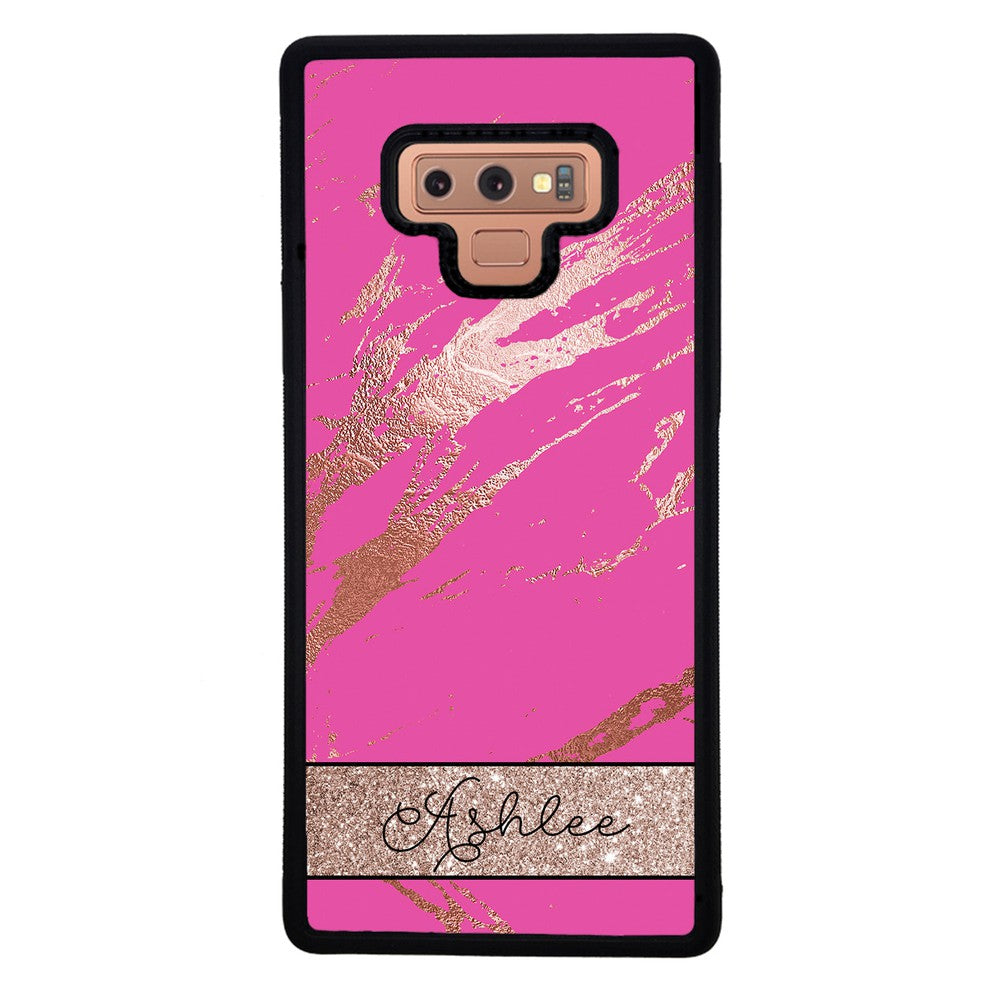 Pink and Gold Marble Personalized | Samsung Phone Case