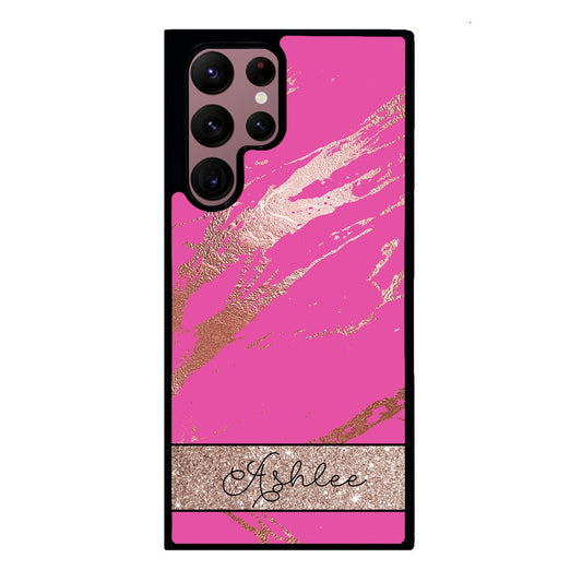 Pink and Gold Marble Personalized | Samsung Phone Case