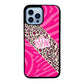 Pink Leopard and Zebra Animal Skin Monogram | Apple iPhone Case