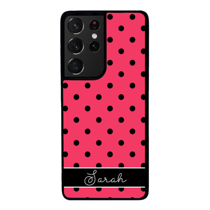 Pinkish Red Polka Dot Black Personalized | Samsung Phone Case