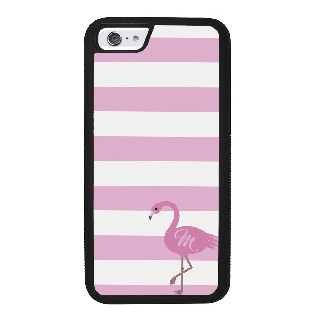 Pink Bars Flamingo Initial | Apple iPhone Case