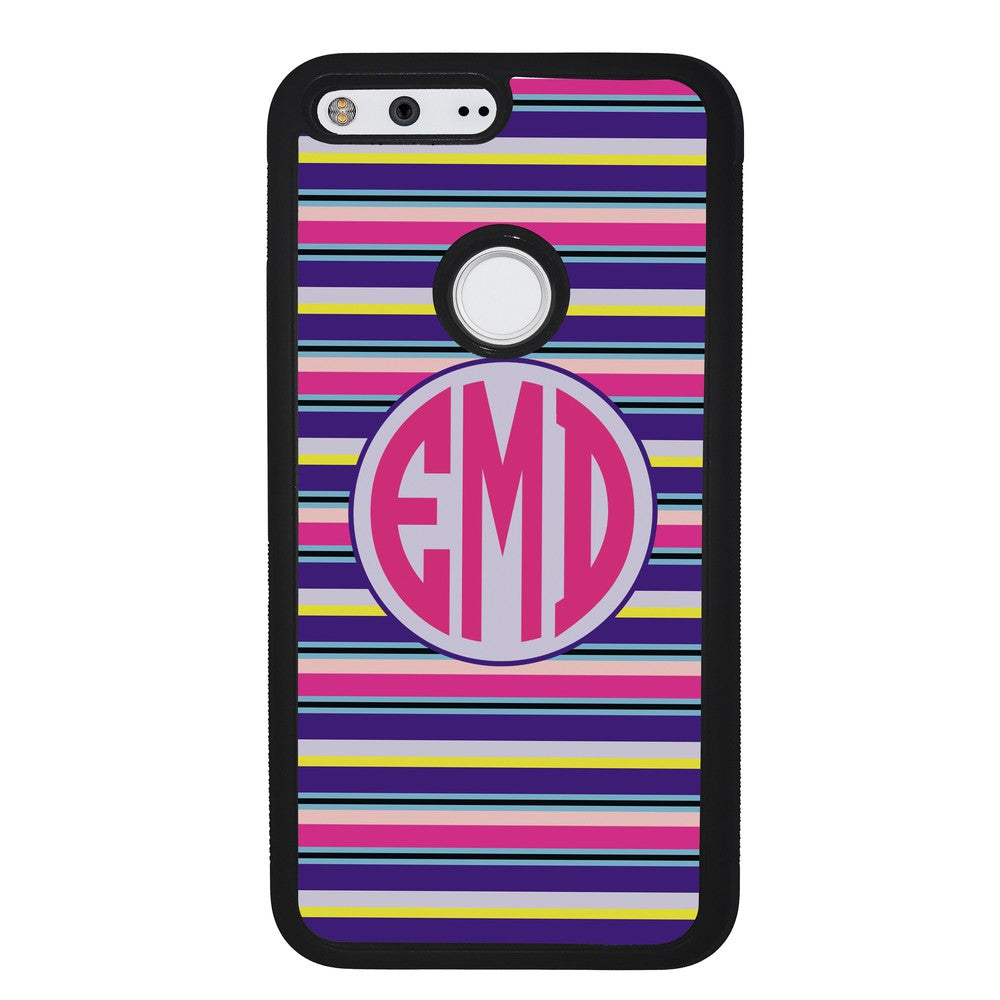 Pink Blue Purple Teal Bar Monogram | Google Phone Case