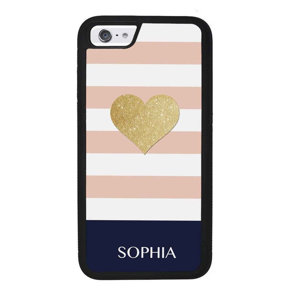 Pink White Gold Heart Personalized | Apple iPhone Case