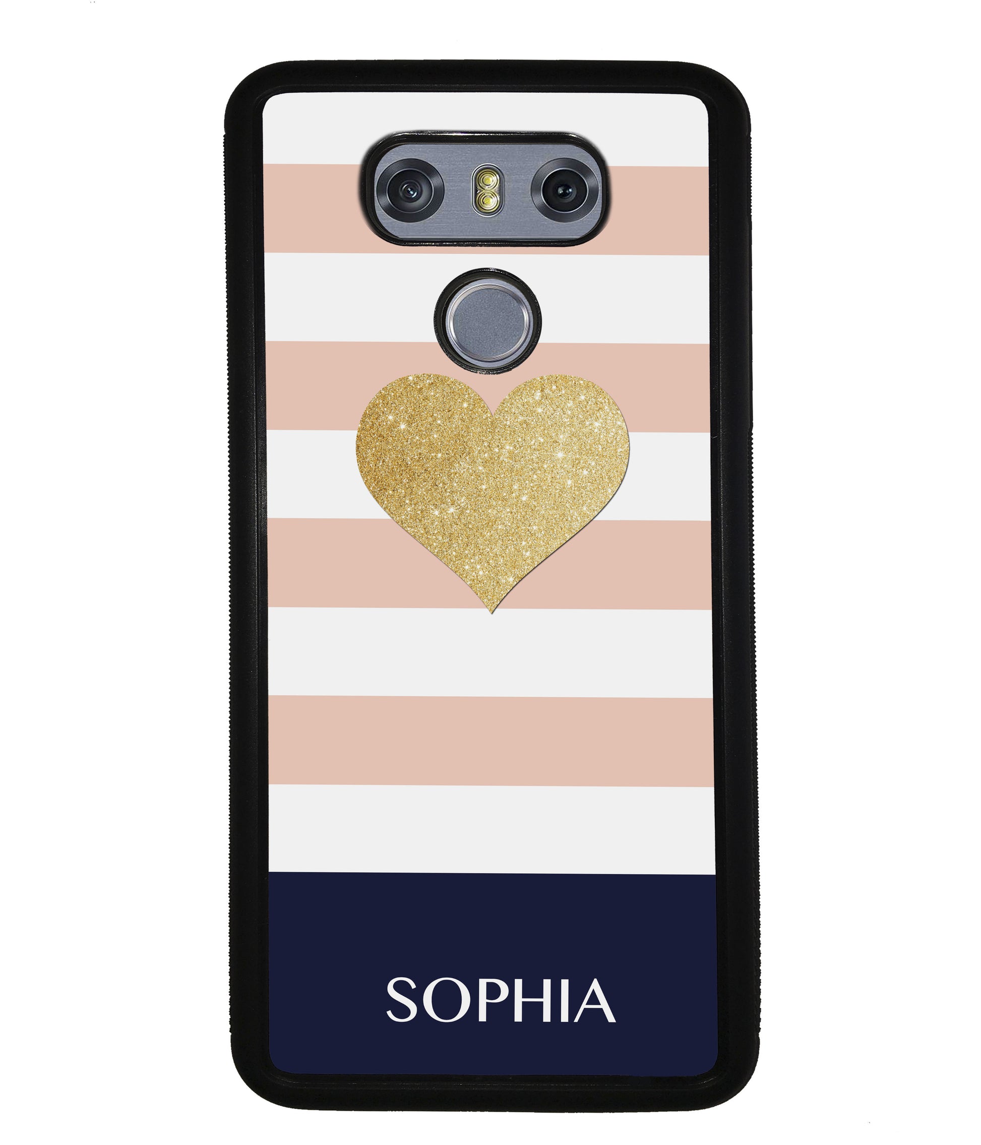 Pink White Gold Heart Personalized | LG Phone Case
