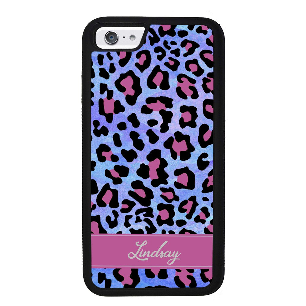 Pink and Blue Leopard Skin Personalized | Apple iPhone Case
