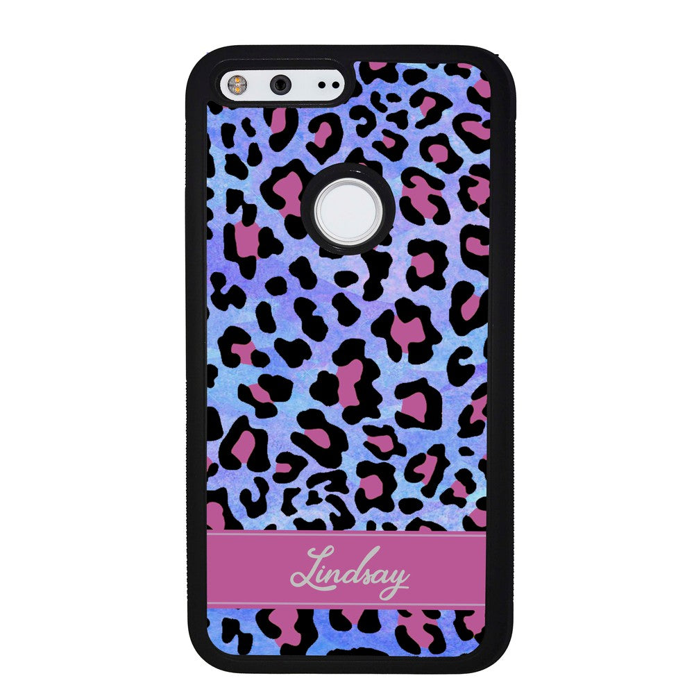 Pink and Blue Leopard Skin Personalized | Google Phone Case