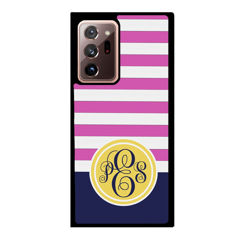 Pink Bars Gold Blue Monogram | Samsung Phone Case