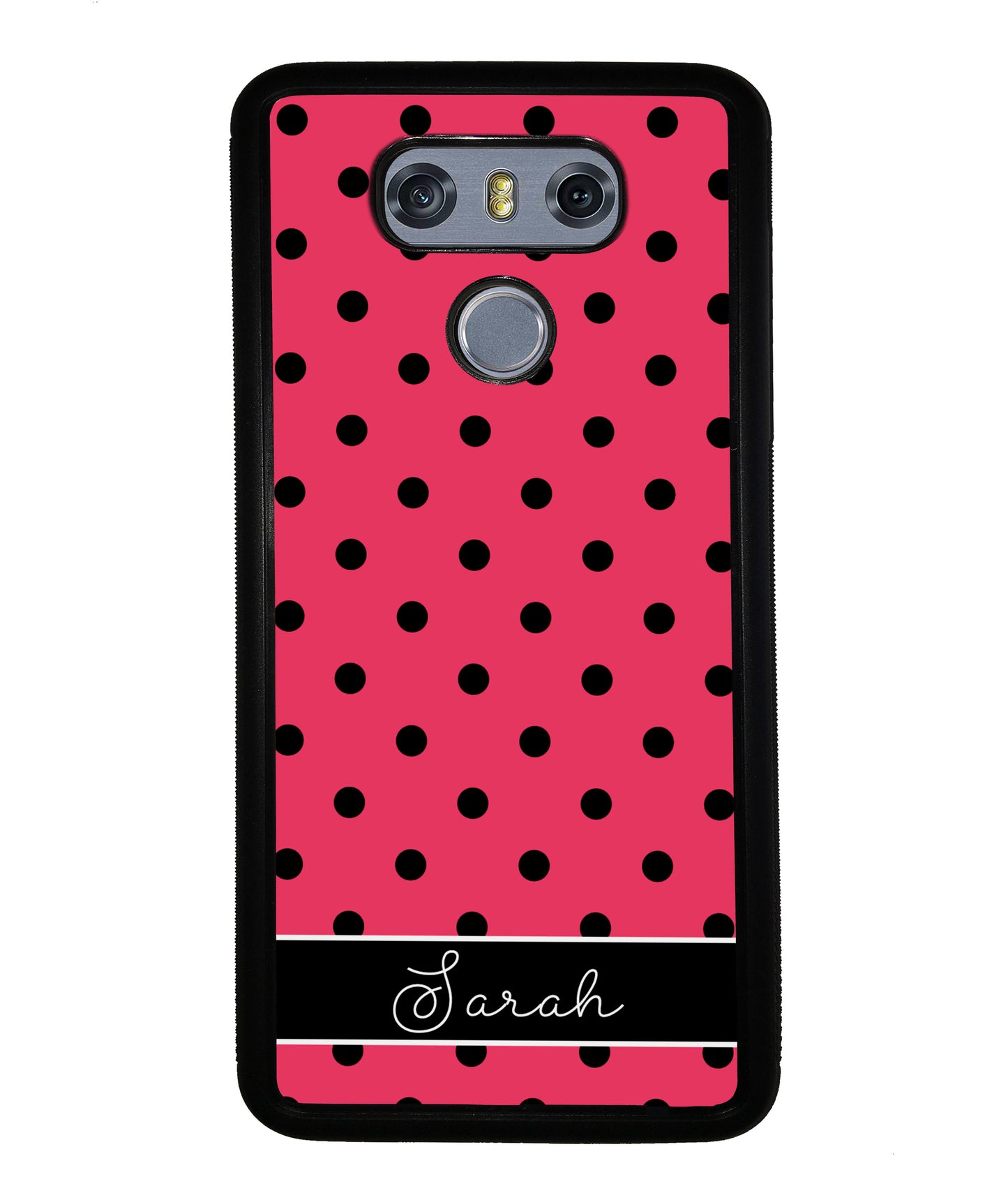 Pinkish Red Polka Dot Black Personalized | LG Phone Case