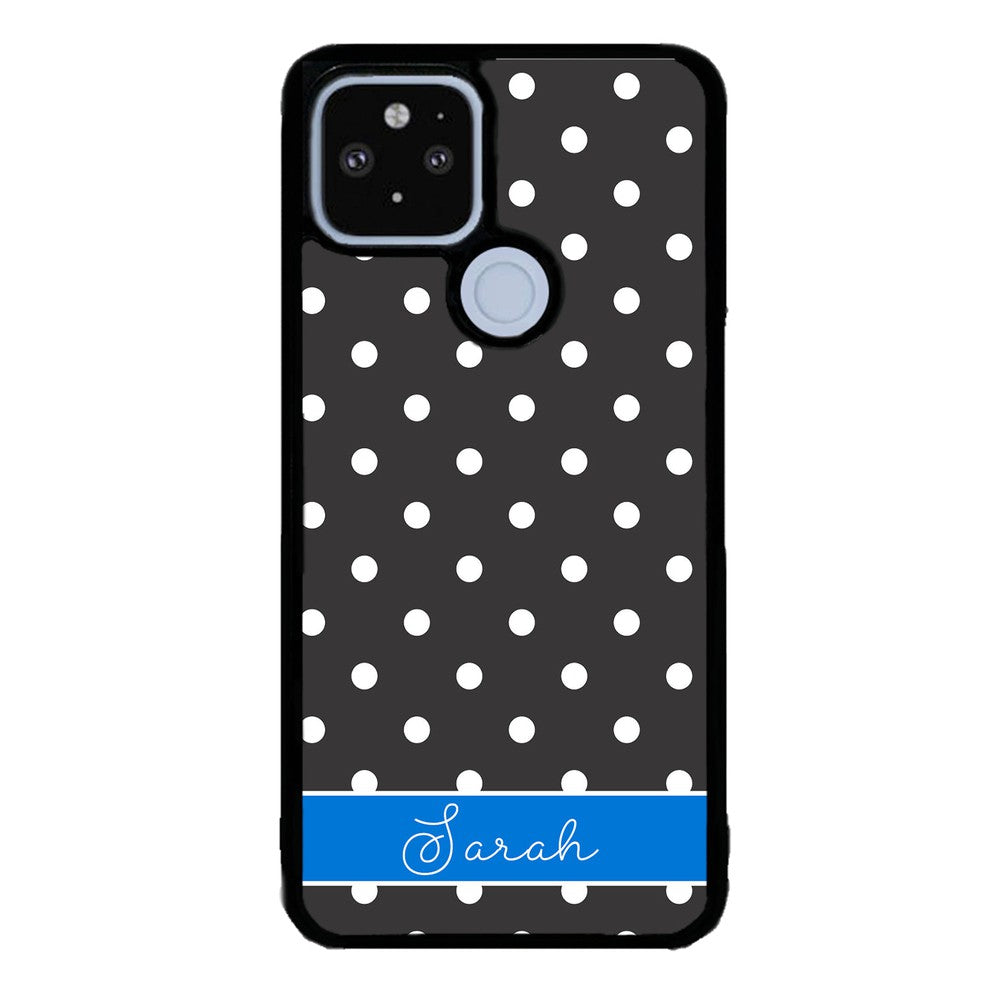 Black Polka Dot Blue Personalized | Google Phone Case