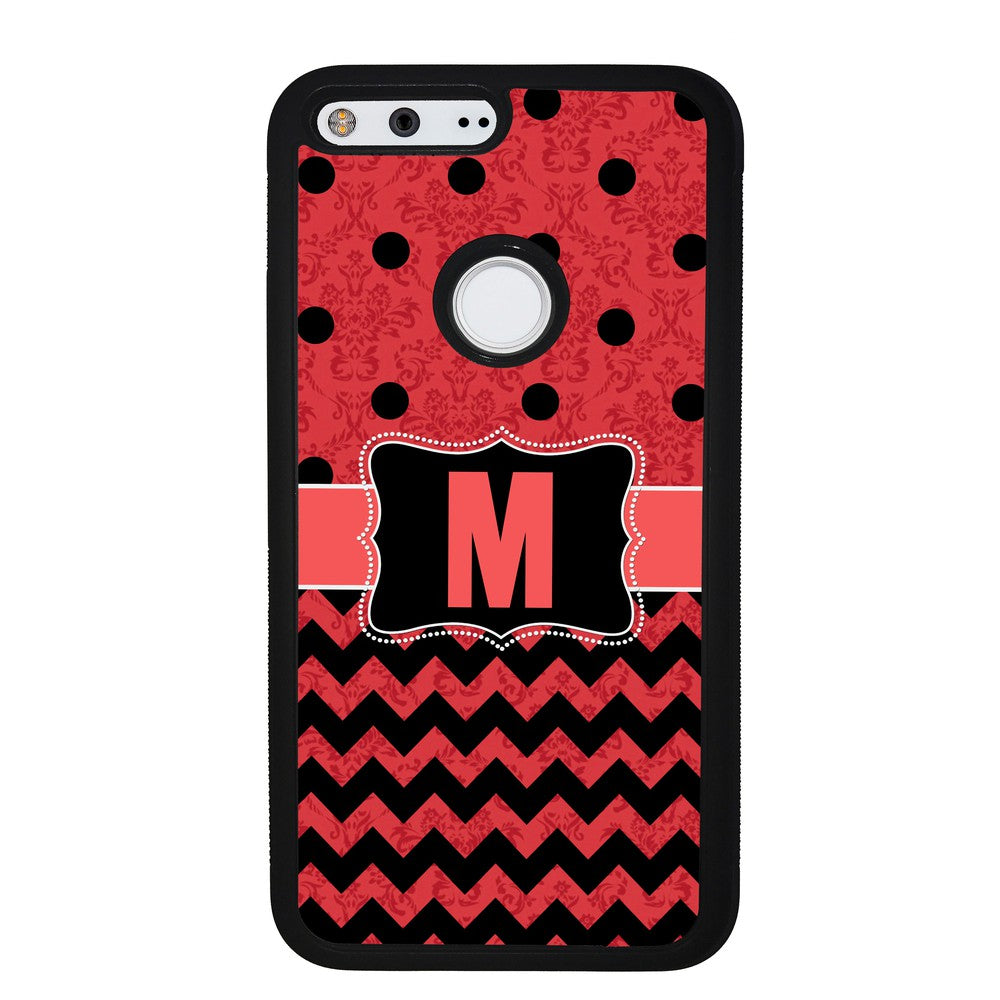 PolkaDot Chevron Damask Initial | Google Phone Case