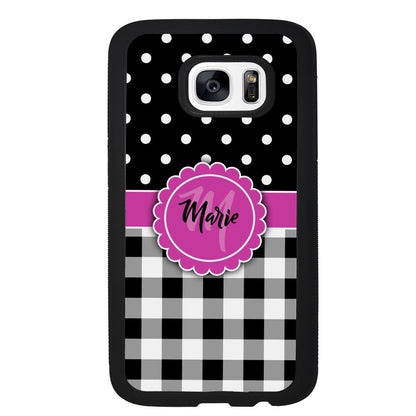 Black Polka Dot Black Plaid Personalized | Samsung Phone Case