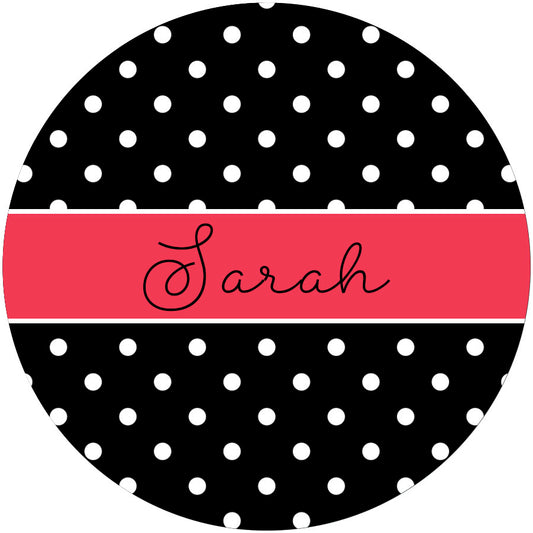 Black and White Polka Dot Personalized Phone Stand