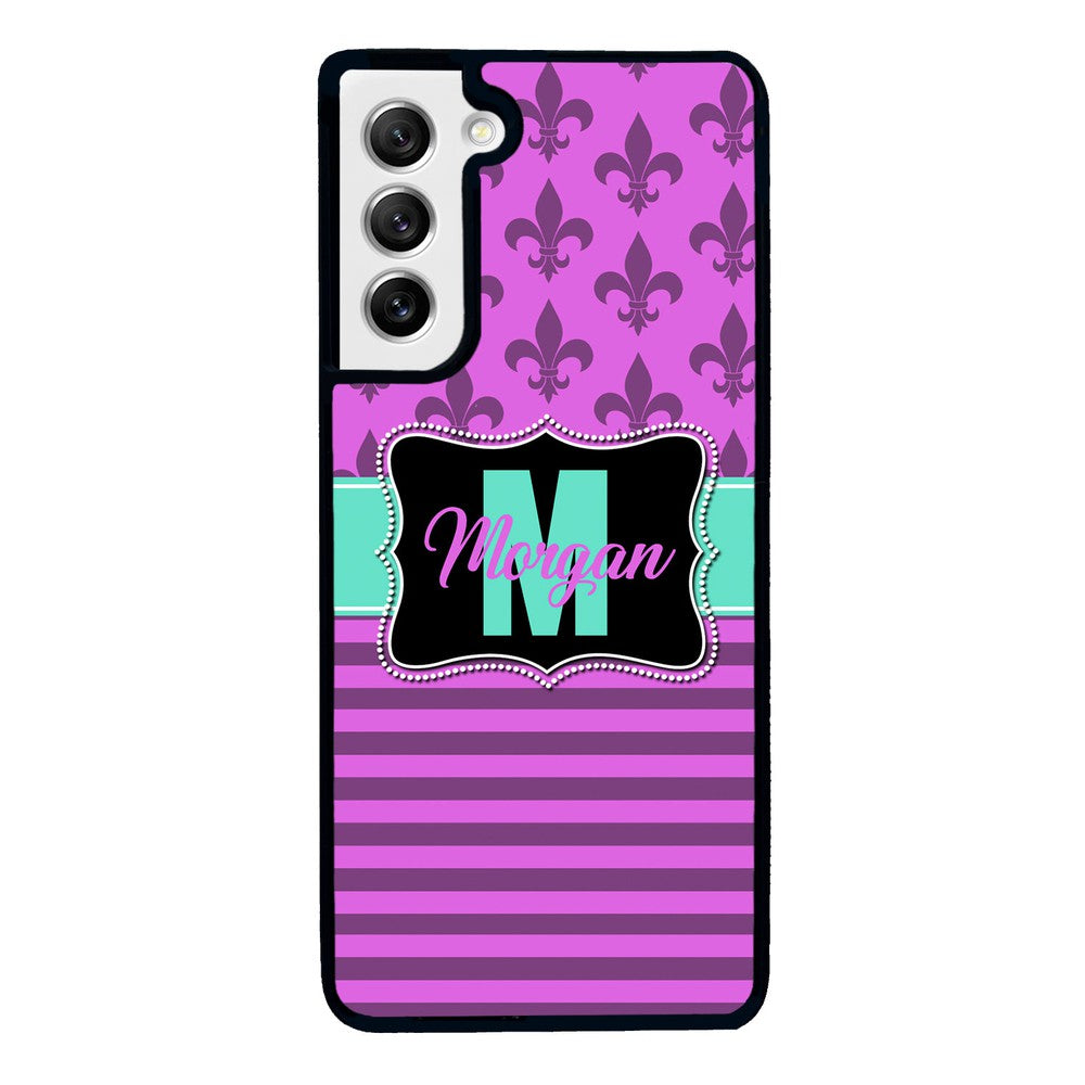 Purple Fleur De Lis Personalized | Samsung Phone Case