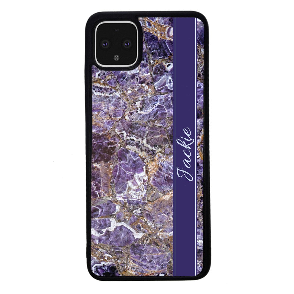 Purple and Gold Marble Personalized | Google Phone Case