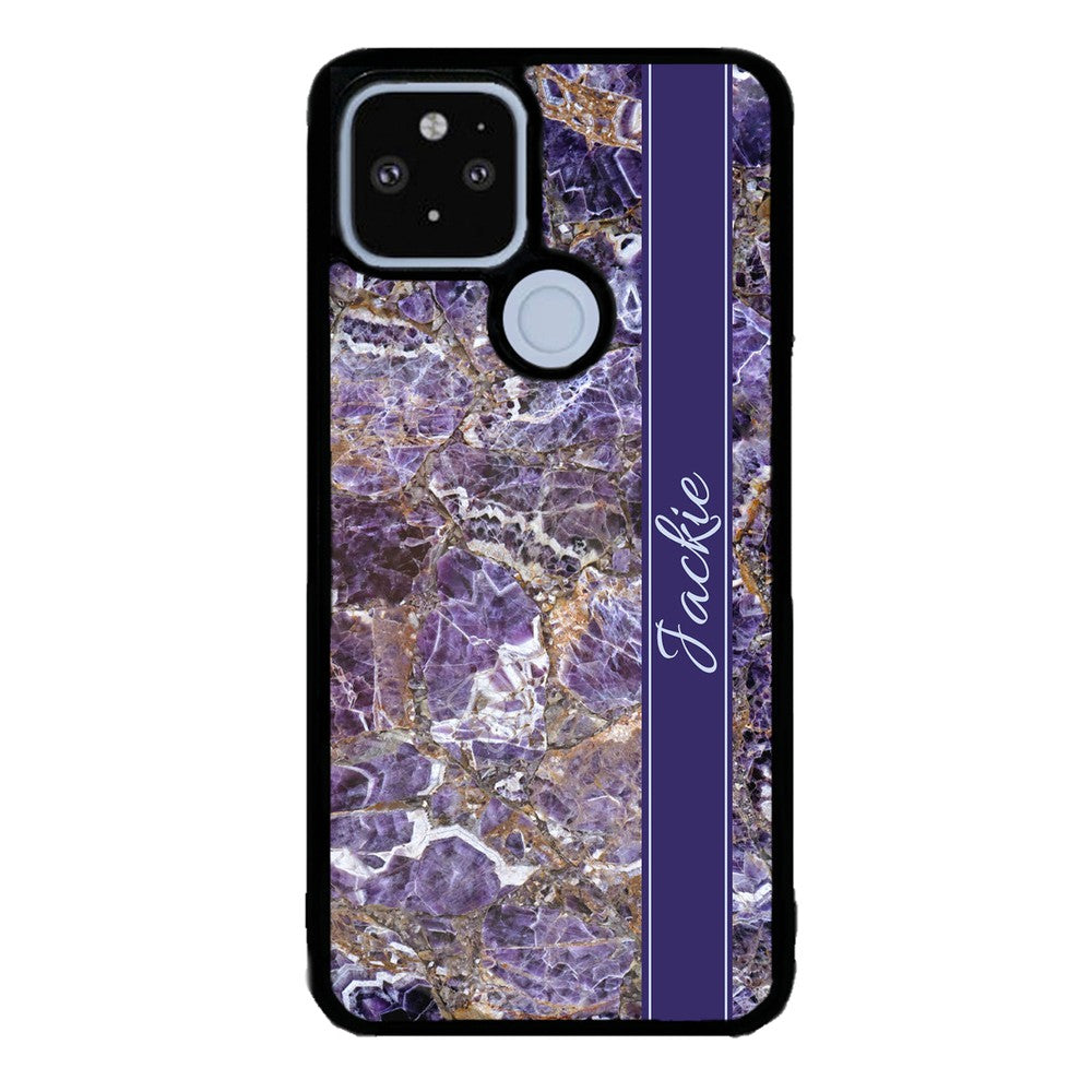 Purple and Gold Marble Personalized | Google Phone Case