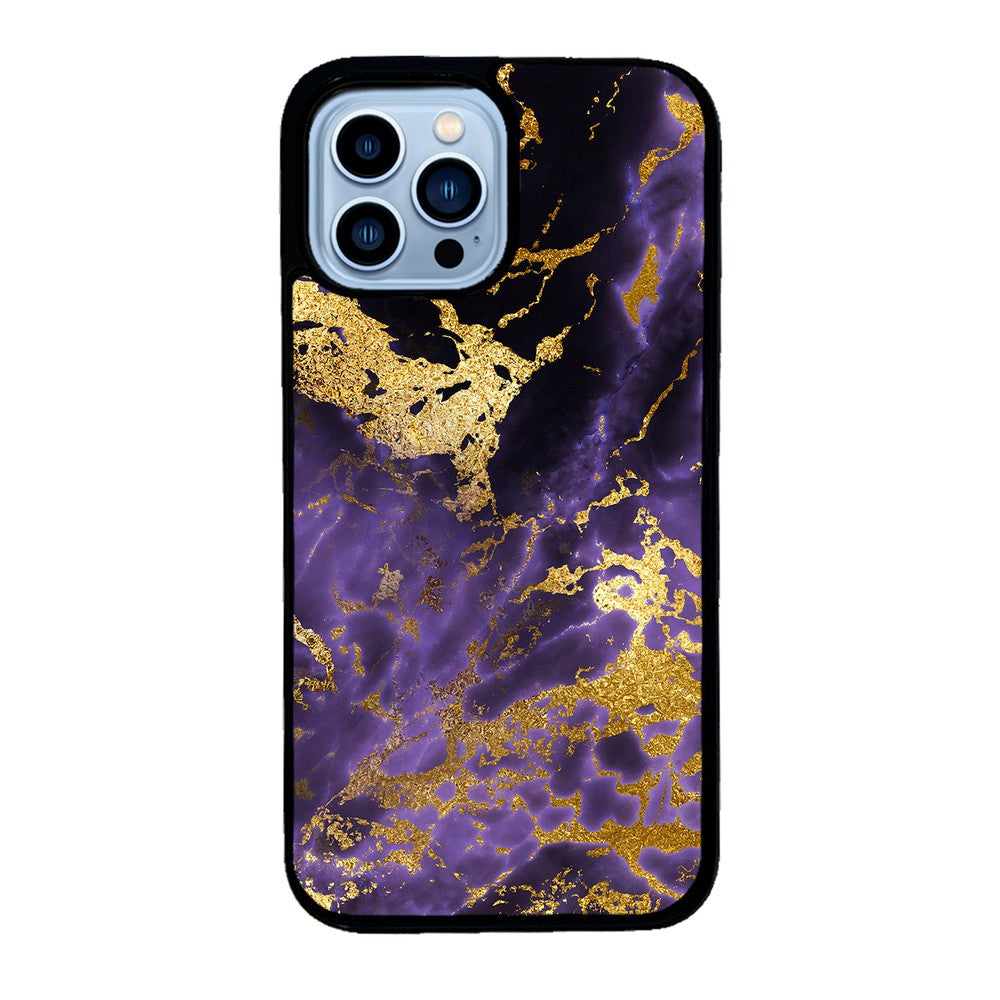 Purple and Gold Foil Marble | Apple iPhone Case