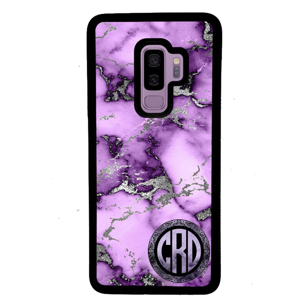 Purple and Silver Marble Monogram | Samsung Phone Case